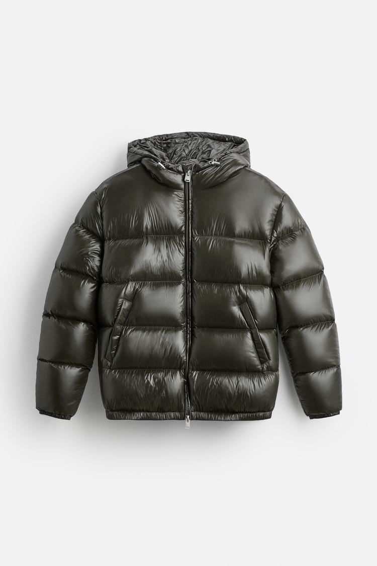 100% Daunen-Pufferjacke mit Federn